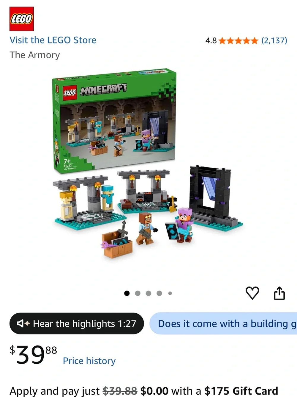 Lego Minecraft The Armory Building Set - Green, Purple, Blue